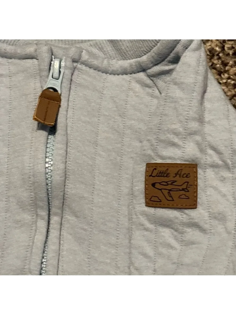 Quilted Baby Blue One Piece Zip Up Footie Thick Material Super Nice! 3 months